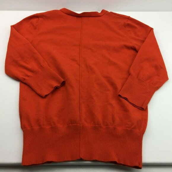 Jones New York Sport Womens Red Orange V-Neck Sweater Pullover 3/4 Sleeve Large - Picture 3 of 4